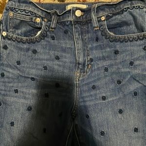 Gemstone and blue stitched madewell jeans for women in size 28